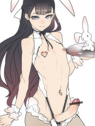 1boy animal_ears ban bangs bar_censor belly_piercing black_hair blush bow bunny_ears censored choker erection femboy fishnet_legwear fishnets hairbow heart hung_trap large_penis long_hair male male_only navel_piercing nipple_piercing nipple_rings nipples penis penis_piercing piercing pointless_censoring prostitute prostitution revealing_clothes soft_color solo source_request stuffed_animal stuffed_bunny stuffed_toy thighhighs transparent_censoring trap tray very_long_hair wrist_cuffs