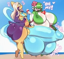 2023 angstrom ass beach big_breasts big_bulge big_butt bikini bikini_bulge black_eyes blue_bikini blue_clothing blue_swimwear blush blush_lines breasts bulge clothing cloud container cresselia cup dialogue digital_media_(artwork) drinking_glass duo english_text exclamation_point eyelashes female flower futanari gardevoir generation_3_pokemon generation_4_pokemon genitals glass glass_container glass_cup green_body green_hair grope hair half-closed_eyes heart_symbol hi_res holding_glass holding_object huge_breasts huge_bulge huge_butt humanoid hyper hyper_bulge legendary_pokemon male male/female narrowed_eyes navel nintendo not_furry open_mouth penis plant pokemon pokemon_(species) purple_body red_eyes rubbing_penis sand sea shiny_pokemon sky swimwear tail teeth text throbbing_penis tongue water white_body white_hair wine_glass yellow_body