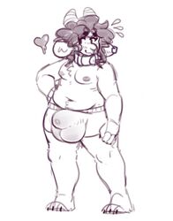 2019 alternate_version_at_source anthro areola balls belly big_balls blush bovid boxer_briefs bulge caprine claws clothing collar curly_hair ear_piercing eyelashes facial_piercing fawster_(slendid) floppy_ears fur goat hair hand_on_hip heart hi_res horn huge_balls male male_only male_underwear mammal monochrome moobs navel nose_piercing nose_ring piercing precum precum_through_clothing sketch slendid slightly_chubby smile solo standing sweat sweatdrop thick_thighs tight_clothing toe_claws underwear underwear_only