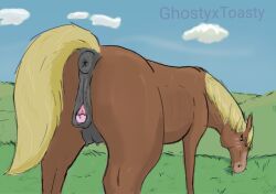 animal_genitalia animal_pussy anus ass blush breasts crotchboobs equid equine equine_genitalia equine_pussy female feral genitals ghostyxtoasty grass horse in_heat mammal outside plant puffy_anus pussy solo spread_pussy spreading udders