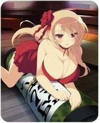 big_breasts blonde_hair dress red_eyes senran_kagura souji_(senran_kagura) yaegashi_nan