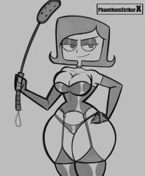 big_ass big_breasts breasts cartoon_network debbie_turnbull debs_turnbull dominatrix lingerie phamthomstrikerx riding_crop robotboy thick_thighs wide_hips