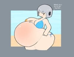 1girls android android_girl beach belly_expansion belly_inflation big_ass big_breasts big_thighs bikini black_eyes blush blush_lines blushing_at_viewer brocolees dialogue fat gijinka glados gray_hair hair_accessory huge_ass huge_belly huge_breasts huge_stomach huge_thighs hyper hyper_belly inflated_belly inflation inflation_fetish light-skinned_female light_skin looking_at_viewer part_4 portal_(series) robot robot_girl solo stomach_expansion stomach_inflation tagme text thick_thighs white_hair wide_hips