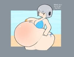 1girls android android_girl beach belly_expansion belly_inflation big_ass big_breasts big_thighs bikini black_eyes blush blush_lines blushing_at_viewer brocolees dialogue fat gijinka glados glados_(human) gray_hair hair_accessory huge_ass huge_belly huge_breasts huge_stomach huge_thighs hyper hyper_belly inflated_belly inflation inflation_fetish light-skinned_female light_skin looking_at_viewer part_4 portal_(series) robot robot_girl solo stomach_expansion stomach_inflation tagme text thick_thighs white_hair wide_hips