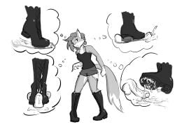 1boy 1boy1girl 1female 1girls 1male anthro anthrofied black_and_white black_topwear boot_fetish bootjob boots celera_prime cum cum_drip cumshot dominant_female dominatrix english english_text female femdom femdom_caption foot_fetish footjob footwear fox fox_ears fox_girl fox_humanoid fox_tail foxgirl furry furry_only knee_boots kneehighs laced_boots male monochrome original original_character original_characters shoe_fetish shoejob shoes short_hair skirt submissive_male