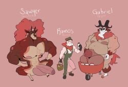 anthro autumn_sawsbuck balls big_balls big_cock big_muscles big_penis body_hair deer fur furry generation_5_pokemon generation_6_pokemon goat gogoat hairy_chest hairy_male huge_balls huge_cock human hyper_balls larger_male male milk muscles muscular muscular_male nipples older_male overalls penis pokemon pokemon_(species) ramos_(pokemon) sawsbuck size_difference solo_male vaniwall