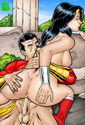 armor ass ass_grab billy_batson black_hair boots bracer breasts closed_eyes cowgirl_position crown dc_comics diana_prince female female_focus female_on_top from_above from_below god goddess grabbing grabbing_ass grabbing_own_ass half-dressed holding holding_ass leandro_comics licking lips lipstick lying lying_down lying_on_back male male_penetrating muscles muscular muscular_male on_top penis pussy red_boots red_lips red_lipstick riding shazam shazam_(series) sitting sitting_on_lap sitting_on_penis sitting_on_person straight superhero superheroine teenager vaginal_insertion vaginal_penetration vaginal_sex wonder_woman wonder_woman_(series) young younger_male