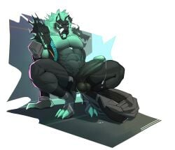 1boy 3_heads abs arms_behind_back balls bodily_fluids canid canid_demon canine cerberus cerberus_(fortnite) clothing demon digital_media_(artwork) dottodottodott0 epic_games erection fortnite glistening glistening_body glistening_genitalia glowing glowing_body glowing_eyes glowing_genitalia hellhound hi_res leaking_precum licking_lips male male_only muscular muscular_anthro muscular_male mythological_creature mythology partially_clothed pecs pectorals penis precum precum_drip presenting_penis pubes pubic_hair seductive sharp_teeth solo solo_male spread_legs squatting teeth tongue tongue_out two_tone_body vein veiny_penis