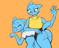 2girls age_difference anthro ass blue_body blue_fur bottomless butt_slap cartoon_network clothed clothing daughter domestic_cat duo felid feline felis female female/female female_only fur gilf hi_res mammal mary_senicourt mature mature_anthro mature_female mature_woman milf mother mother_and_child mother_and_daughter nicole_watterson older_female parent parent_and_child parent_and_daughter slap spank_marks spanking the_amazing_world_of_gumball zambs