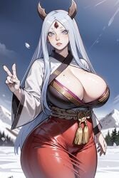 ai_generated huge_breasts kimono m00nsh1n3 moonshine naruto naruto_(series) naruto_shippuden otsutsuki_kaguya pale pale_skin sliver_eyes tagme thick_thighs wide_hips