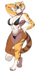 1girls abs big_breasts bikini bikini_bottom bikini_top breasts female muscular muscular_anthro muscular_female mx99926 oc pose solo solo_focus striped striped_body striped_fur stripes swimsuit tail thick_eyebrows thick_thighs wide_hips