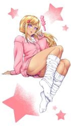 1boy blonde_hair femboy gyaru-oh_femboy male male_only oc original purple_eyes suiren_ciao thick_thighs