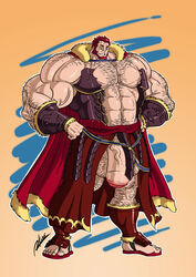 bara beard fate/grand_order fate/zero fate_(series) flaccid hairy hyper iskandar_(fate) male_only muscles muscular muscular_male penis red_hair rhinoking rider_(fate/zero) solo solo_male testicles uncut