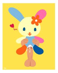 1boy 1girls anthro bunny female flower heart human_on_anthro human_penetrating human_penetrating_anthro konami_yung male sanrio semi-anthro simple simple_background u*sa*ha*na yellow_background yiff yumemiru_ballerina