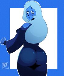 ass big_ass blue_body blue_diamond_(steven_universe) blue_skin cartoon_network diamond_authority from_behind gem_(species) huge_ass steven_universe taxialisis thick_thighs voluptuous white_hair