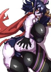 big_breasts black_hair cameltoe deadzone_(duel_masters_play's) duel_masters duel_masters_play's gijinka grabbing_own_ass hand_on_ass huge_ass huge_breasts personification plump_labia