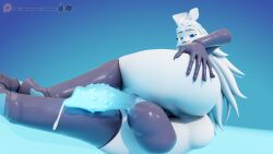 absurd_res anthro arthropod ass balls big_balls big_butt bodily_fluids futanari genitals hi_res insects intersex knot lepidopteran mikeantilike_(artist) mikeantilike_(character) moth pandoraingrid_(artist) solo sweat wet