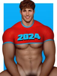 1boy 2024 biceps caucasian caucasian_male crop_top drawnpr0n hairy happy_new_year male male_only muscles muscular muscular_male new_year pecs pubes solo solo_male