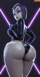 1girls 3d 3d_(artwork) annoyed_expression ass belt big_ass bubble_ass bubble_butt clothed dat_ass dc dc_comics fat_ass fat_ass_teen female grey_body leotard looking_at_viewer looking_back looking_down pawg perfect_legs purple_hair raven_(dc) round_ass shiny_skin smitty34 solo superheroine tagme teen_titans teenager thick_thighs thighs thighs_together