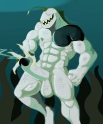 alien balls bara ben_10 big_penis boner cum erection genericboxhead male male_only muscles muscular nude penis ripjaws solo solo_male underwater
