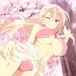 big_breasts bikini bikini_top blonde_hair red_eyes senran_kagura souji_(senran_kagura) yaegashi_nan