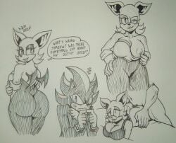 1girls 2boys anonymous_male anthro areola areolae ass big_ass big_butt bra breasts butt doctordrmnsfw flashing_breasts hetero large_breasts nipples revealing_clothes rouge_the_bat seductive seductive_look seductive_smile sega shadow_the_hedgehog shy shy_expression sketch smile sonic_(series) spy straight vaginal_sex wings wink winking_at_viewer