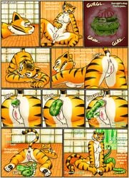 anal anal_vore anthro anus bestiality breasts clitoris comic dreamworks duo felid female half-closed_eyes hi_res internal kung_fu_panda living_dildo livinlovindude mammal master_tigress master_viper paws penetration pussy reptile scalie size_difference snake snake_prey stomach_pregnancy vore zoophilia