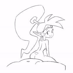 1boy1girl animated bouncing_ass bouncing_breasts cowgirl_position cute earrings funny latenightsexycomics long_hair monochrome nude nude_female penetration reverse_cowgirl_position shaking_hips shantae shantae_(character) sketch smile smiling tied_hair vaginal_penetration wide_hips