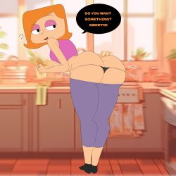 big_ass cartoon_network debbie_turnbull from_behind kitchen lingerie milf orange_hair pewnyart robot_boy robotboy thick_thighs thong