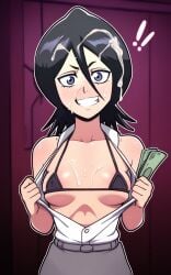 black_hair bleach breasts cum female kuchiki_rukia money pixelsin prostitution small_breasts