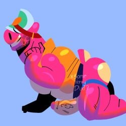 beard bottomless brawl_stars dinosaur doug_(brawl_stars) furry_only male_only somehornydud3 sweating tagme veiny_penis visor_cap