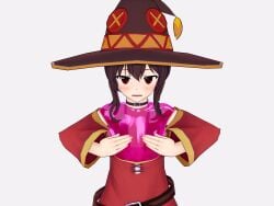 3d body_horror brown_hair detachable_head detached_head dullahan hands_on_own_chest highhijiki holding_head koikatsu koikatsu_(medium) kono_subarashii_sekai_ni_shukufuku_wo! megumin monophallia nightmare_fuel onahole_transformation penis penis_neck unusual_genitalia_placement unusual_penis_placement unusual_pussy_placement weird what witch_hat