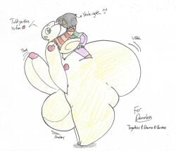 anthro ass balls big_ass big_balls big_butt big_penis bubble_butt chasey_ultra_beast_goodra deemo_(character) dialogue duo english_text erection femboy generation_2_pokemon genitals huge_ass huge_balls huge_butt huge_cock human hyper hyper_ass hyper_balls hyper_butt hyper_genitalia hyper_penis large_ass large_balls large_penis male mammal massive_ass nintendo penis pokemon pokemon_(species) riding riding_on_back simple_background text thick_thighs togetic wolfespada