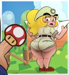 1boy 1girls ass big_ass bubble_butt bunslewd dat_ass fat_ass female goomba goombella green_shorts huge_ass large_ass male mario mario_(series) paper_mario penis shortstack thick_ass thick_thighs wide_hips