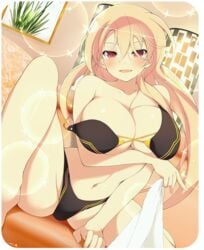 big_breasts bikini bikini_bottom bikini_top blonde_hair red_eyes senran_kagura souji_(senran_kagura) yaegashi_nan