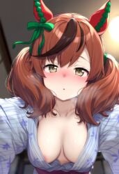 ai_generated animal_ears female highlights_hairs horse_girl nice_nature_(umamusume) reddish_hair twintails umamusume umamusume_pretty_derby yukata