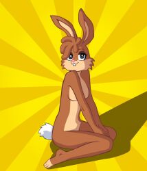 1girls anthro brown_fur jblrules316 mascot nesquik nesquik_bunny nestle nude rabbit simple_background