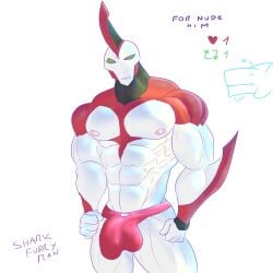 1boy alien balls bara ben_10 big_balls big_penis bulge flaccid male male_only muscles muscular penis sharkfurryman solo solo_male to'kustar way_big