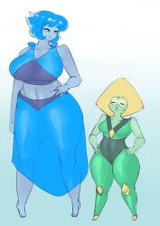 2girls aliens cartoon_network dedalo gem_(species) lapis_lazuli_(steven_universe) peridot_(steven_universe) sketch steven_universe tagme thick_thighs