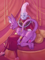 2boys anthro anus balls beerus bent_over blue_skin dragon_ball dragon_ball_super dragon_ball_z flaccid furry gay male male_only nude penis thebluememedude whis white_hair yaoi