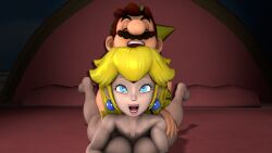 3d bed blonde_hair blue_eyes brown_hair closed_eyes female indoors long_hair male male/female mario mario_(series) naked nude open_mouth princess_peach sfm short_hair source_filmmaker straight supaphreak super_mario_bros. vaginal_penetration vaginal_sex