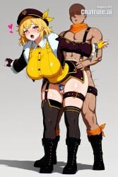 1girl ai_assisted ai_generated anal_sex bent_over black_boots black_thighhighs blonde_hair blush curvaceous_body curvaceous_hips curvaceous_thighs curvy detailed_face flat_chastity_cage frilled_shirt_collar frilled_sleeves from_below futa_is_smaller futa_penetrated grabbing_hips handcuffed hands_tied hat_ribbon heart_shaped_pupils heart_symbol highres hourglass_body huge_breasts huge_hips large_breasts long_sleeves looking_at_viewer massive_thighs no_skirt open_mouth perfect_body pleasure_face purple_eyes rwby seductive_eyes separated_legs sex_from_behind shiny_skin small_balls small_chastity_cage small_penis_futa yang_xiao_long