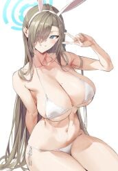 1girls asuna_(blue_archive) asuna_(bunny)_(blue_archive) big_breasts blue_archive blush blush blushing_at_viewer breasts curvaceous curvy curvy_female female female_focus hi_res highres hiiragi_yuuichi hourglass_figure huge_breasts large_breasts light-skinned_female light_skin long_hair looking_at_viewer slim_waist thick_thighs thighs wide_hips