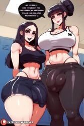 2futas ai_generated big_ass big_balls big_breasts big_butt big_penis black_hair black_lipstick bulge bulge_through_clothing choker collar curvy curvy_figure dialogue dickgirl english english_text erection futa_only futanari goth goth_futa gothic gym_clothes hourglass_figure huge_ass huge_cock kinkyra looking_at_viewer makeup partially_clothed penis pierced_belly_button piercing solo solo_focus solo_futa talking_to_viewer thick thick_ass thick_legs thick_thighs thighhighs veins_on_dick veiny_penis