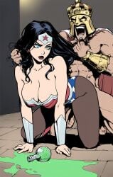 1boy 1girls ai_generated brainwashed brainwashing corrupted corruption dungeon female hair_pull hypnosis hypnotized kneeling male male/female mind_break mind_control mindbreak pantyhose personality_change phophopho potion tagme tagme_(artist) tagme_(character) wonder_woman wonder_woman_(series)