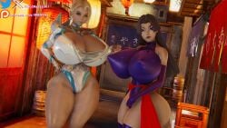 2girls 3d breasts emma_frost emma_frost_(marvel_rivals) female female_only huge_breasts huge_thighs leotard marvel marvel_comics marvel_rivals murasakio_(artist) psylocke psylocke_(marvel_rivals) tagme x-men