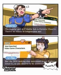 2girls @_@ black_hair capcom chun-li comic courtroom english_text facial food_on_face funny gyakuten_saiban hershuar li-fen mother_and_daughter multiple_girls pornhub sexually_suggestive street_fighter