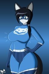 anthro bodysuit breasts eira_(fred715) fred715 oc original_character superhero superhero_costume superheroine tagme tail