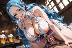 1girls ahe_gao ai_generated big_ass big_balls big_breasts big_butt big_penis blue_hair blush blush brown_eyes cleavage clothed colored_hair cowgirl_position creamhorseai cum cum_drip cum_in_pussy cum_inside cum_on_body curly_hair curvy curvy_female curvy_figure deep_cleavage female hair_ornament high_resolution highres horny horny_female huge_balls huge_cock hyper_balls long_dress long_hair male male/female mature_female nefertari_vivi nipples_visible_through_clothing one_piece pale-skinned_female pale_skin pirate princess riding_penis seductive testicles vaginal_penetration vaginal_penetration vaginal_sex white_dress wide_hips