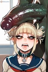 1boy 1girls absurd_res absurdres ai_generated boku_no_hero_academia cock_hungry cock_worship hi_res high_resolution highres himiko_toga huge_cock imminent_oral indoors interracial interspecies minjad open_mouth orc orc_male penis_on_head school school_uniform size_difference stable_diffusion straight-on toga_himiko veiny_penis